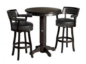 H-D BAR & SHIELD FLAMES PUB TABLE & BACKREST STOOL SET W/ VINTAGE BLACK FINISH HDL-13201-V
