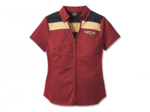 Women's 120th Anniversary Elemental Zip Front Shirt Colorblocked Merlot 96750-23VW