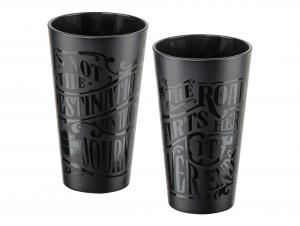 H-D Destination Matte Black Pint Glass Set TRADHDL-18796