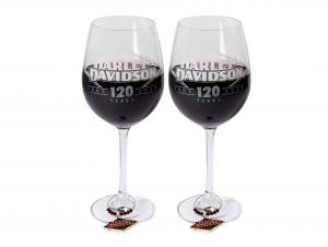 H-D 120TH ANNIVERSARY WINE GLASS SET TRADHDX-98735