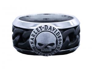 Black Steel Chain Skull Ring MODHSR0030