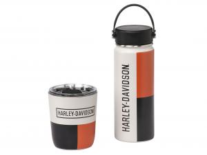 H-D RETRO BLOCK TRAVEL MUG & WATER BOTTLE SET TRADHDL-18620