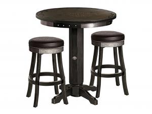 H-D B&S Flames Pub Tisch und Hocker Set (2 Barhocker) (Vintage Black Finish) HDL-13202-V