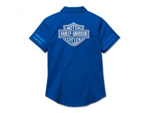 Bluse "Bar & Shield Zip Front Blue"_1