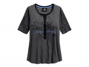 Bluse "MESH LACE ACCENT HENLEY" 96218-18VW