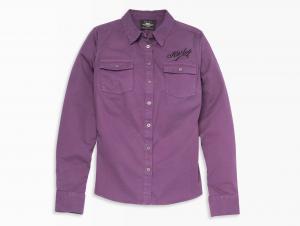 Bluse "Script Font Solid Soft Twill  Purple" 96122-22VW