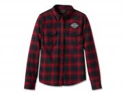 Women's Old American Retro Long Sleeve Flannel Shirt YD Plaid Chili Pepper 96280-24VW