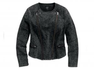 DENIM LOOK KNIT BIKER JACKET 96104-17VW