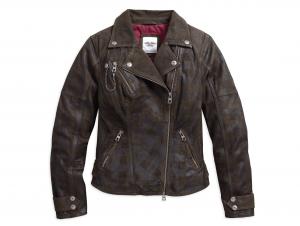 HAUNT PLAID LEATHER BIKER JACKET 97164-17VW