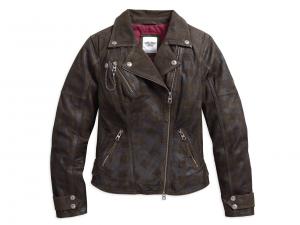 HAUNT PLAID LEATHER BIKER JACKET 97164-17VW