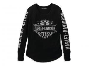 Longlseeve "Authentic Bar & Shield Rib-Knit Top Black" 99111-22VW