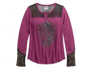 Longsleeve "LACE SKULL HENLEY" 96058-18VW