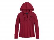 Women's Bohemian Hooded Thermal Knit Top - Tibetan Red 96257-23VW