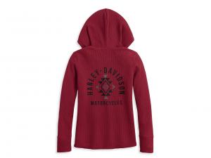 Pullover "Bohemian Hooded Thermal Knit Top - Red"_1