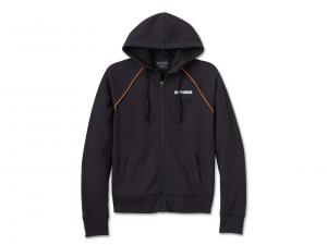 Women's Classic Bar & Shield Zip Front Hoodie Black 96063-25VW