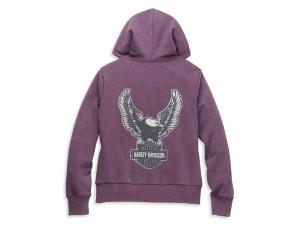 Pullover "Eagle Graphic Vintage Wash Zip Front Hoodie Hortensia"_1