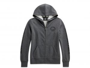 Women's Skull Zip-Front Hoodie Grey 96180-21VW