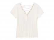 T-Shirt "Bling Sunset Ride Short Sleeve Laced Back Cloud Dancer"_1