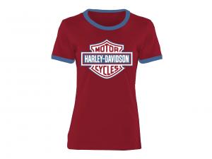 Women's Essential Bar & Shield Ringer Tee Red 96619-22VW
