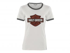 Women's Essential Bar & Shield Ringer Tee - White 96229-23VW