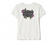 T-Shirt "Rose & Thorn Bling V Neck Tee White"_1