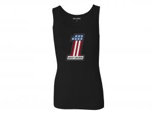 Women's Ultra Classic #1 Race Ribbed Tank Black 99108-22VW