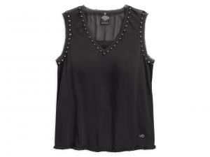 Top "Stud Accent with Chiffon Back V-Neck " 96137-17VW