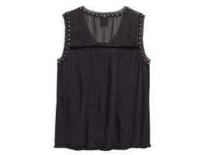 Top "Stud Accent with Chiffon Back V-Neck "_1