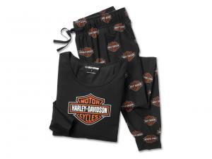 Women's Bar & Shield Long Sleeve Pajama Set Black 96159-25VW
