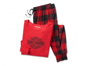 Pyjama-Set "Bar & Shield Plaid Long Sleeve Red" 96162-25VW