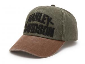 Arched Font Panhead Fitted Baseball Hat Colorblocked Green & Dark Brown 97716-25VM