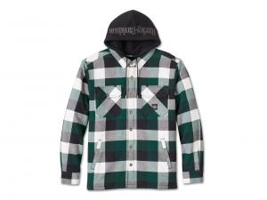 Traveler Hooded Shirt Jacket Plaid Black & Rainforest 96135-25VM