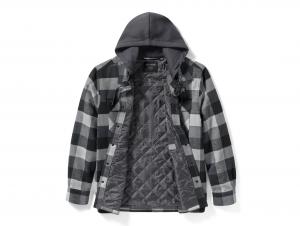 Traveler Hooded Shirt Jacket Plaid Grey 96806-25VM