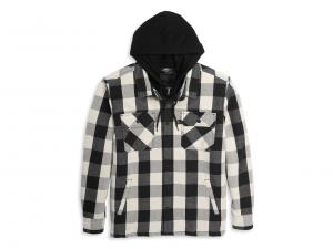 Men's Willie G Skull Hoodie Buffalo Check Shirt Jacket 96187-22VM