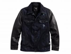 LEATHER SLEEVE DENIM JACKET 96466-16VM