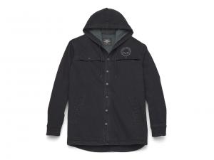 Men's Willie G Skull Snap Front Hooded Denim Jacket 96114-22VM