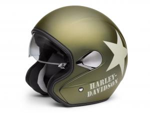 MILITARY RETRO 3/4 HELMET, OLIVE GOLD DENIM 98241-16EM