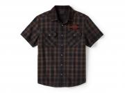 Men's Bar & Shield Plaid Short Sleeve Shirt 96503-25VM