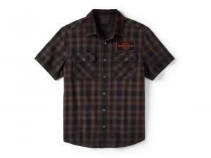 Men's Bar & Shield Plaid Short Sleeve Shirt 96503-25VM