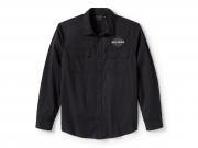 Men's Bar & Shield Solid Long Sleeve Shirt Black 96511-25VM