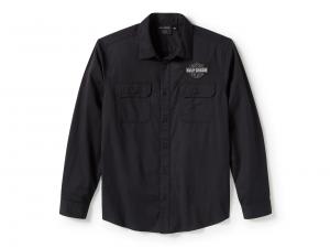 Men's Bar & Shield Solid Long Sleeve Shirt Black 96511-25VM