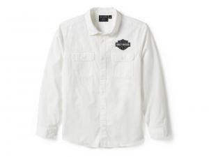 Men's Bar & Shield Solid Long Sleeve Shirt Bright White 96512-25VM