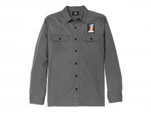 Men's Block Font Solid Mechanics Shirt 96070-22VM