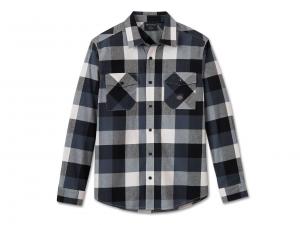 Essence Long Sleeve Flannel Shirt Plaid Black & Blue 96031-25VM