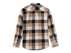 Hemd "Essence Long Sleeve Flannel Plaid Black & Tannin"_1