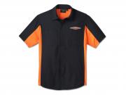 Men's H-D TECH Milwaukee Short Sleeve Shirt Colorblock Black & Orange 96051-25VM