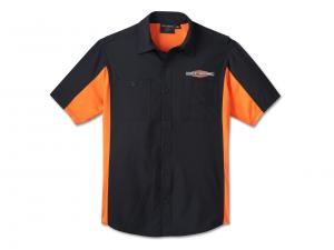 Men's H-D TECH Milwaukee Short Sleeve Shirt Colorblock Black & Orange 96051-25VM