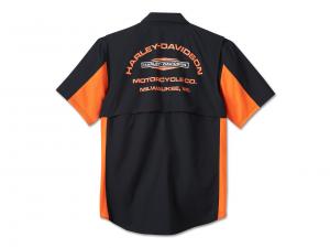Hemd "H-D TECH Milwaukee Short Sleeve Colorblock Black & Orange"_1