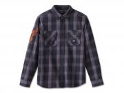 Men's Motorbreath Long Sleeve Shirt Black Plaid 96874-23VM