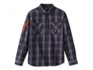 Men's Motorbreath Long Sleeve Shirt Black Plaid 96874-23VM
